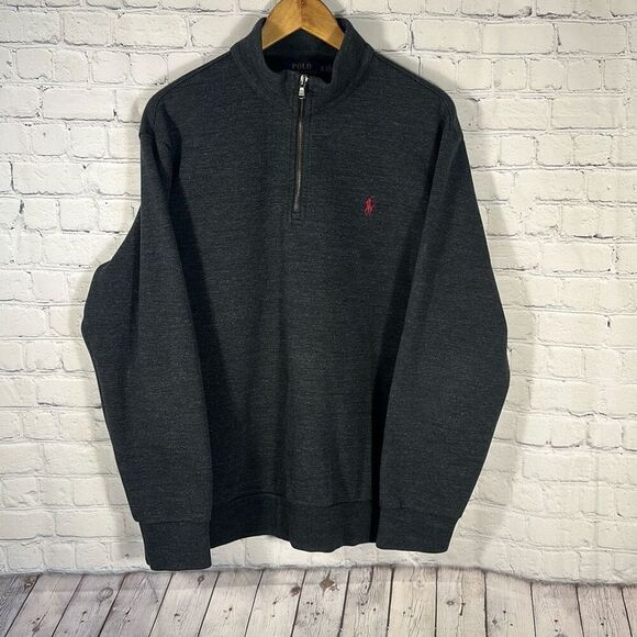Polo Ralph Lauren Performance Mens Quarter Zip Sweater size XL Dark Gray - Picture 1 of 7